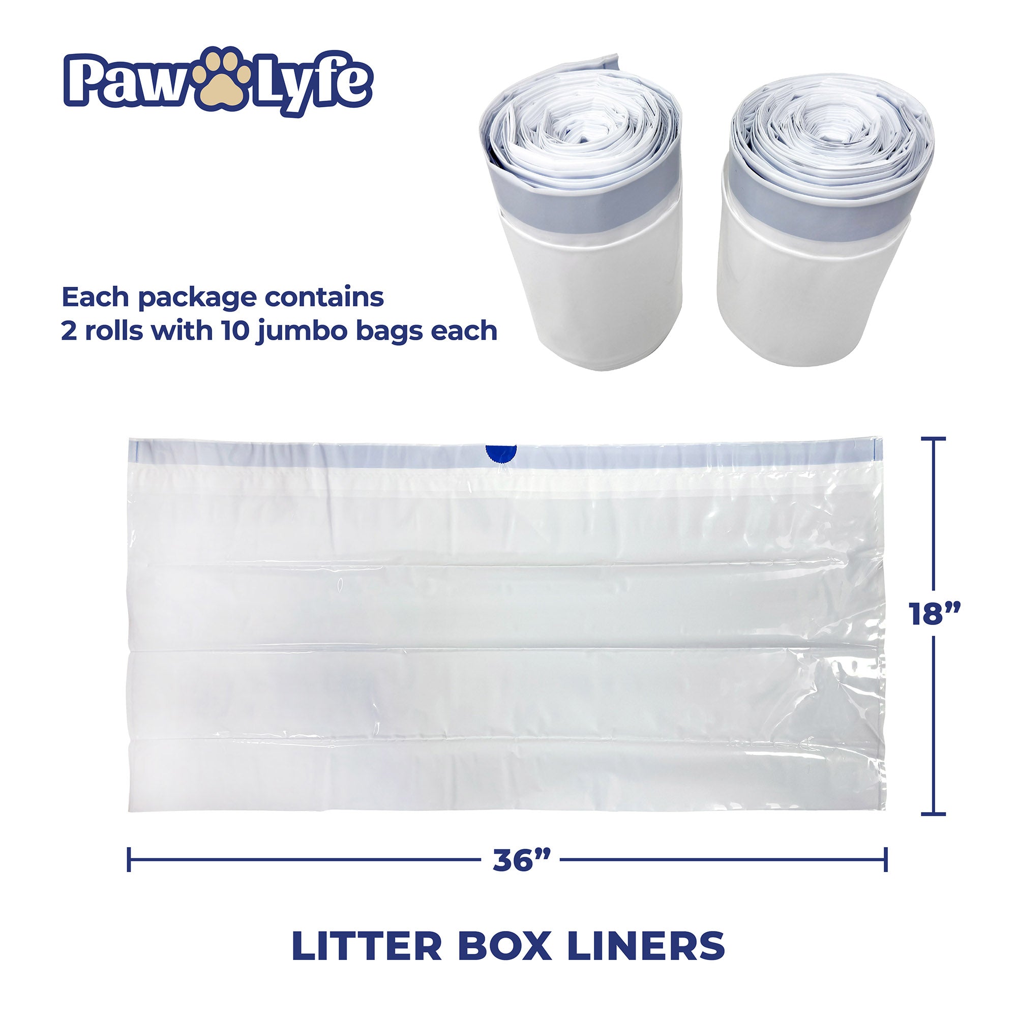 Jumbo Cat Litter Box Liners, 4 MIL Thick and Heavy Duty